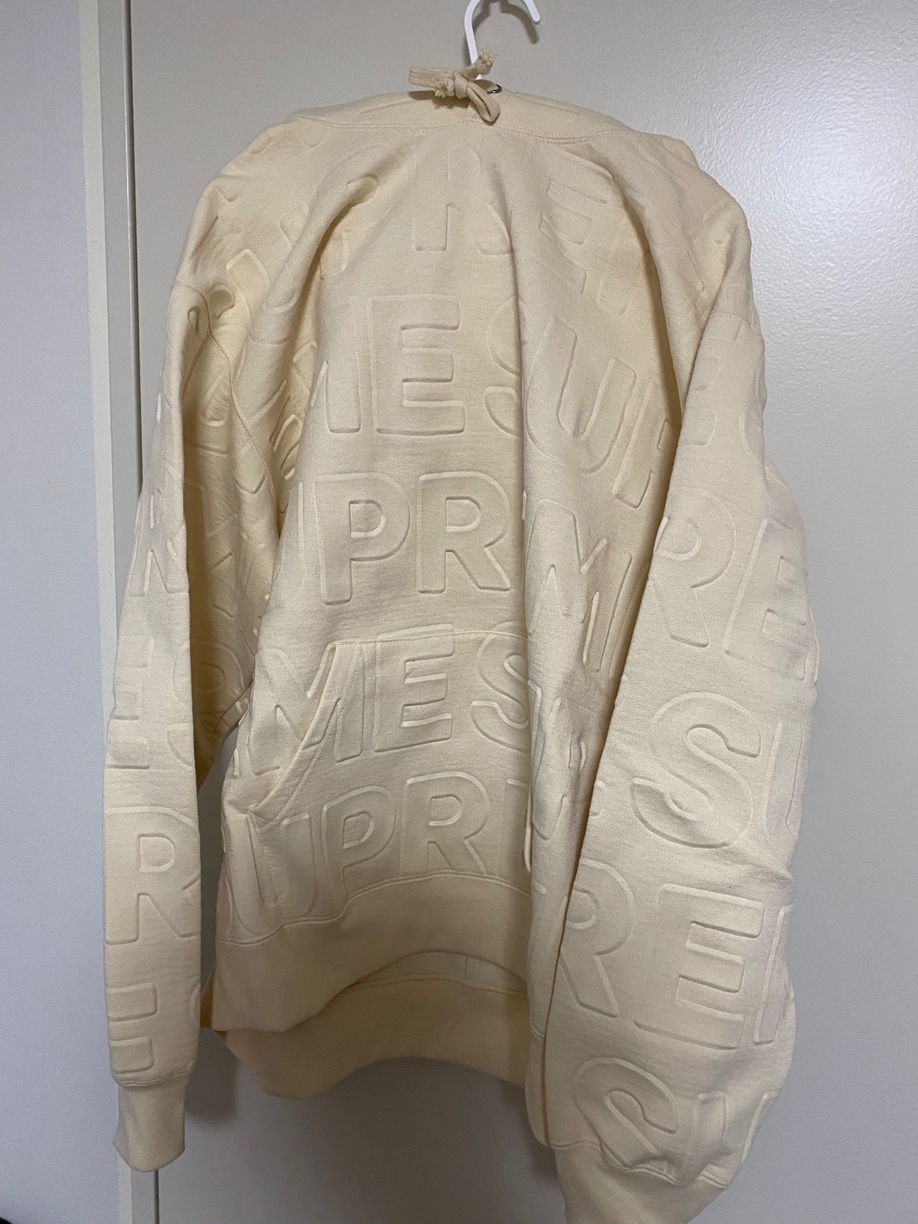 Supreme Embossed Logos Hooded Sweatshirt "Natural"