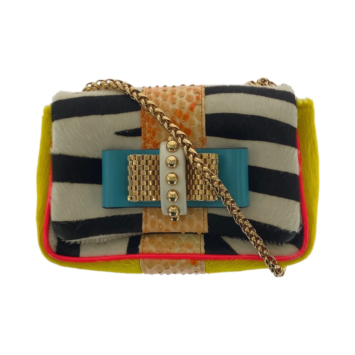 Christian Louboutin クリスチャンルブタン マルチカラー ゴールド金具 パイソン ハラコ/ レザー/ ショルダーバッグ チェーンショルダーバッグ 504993 【中古】