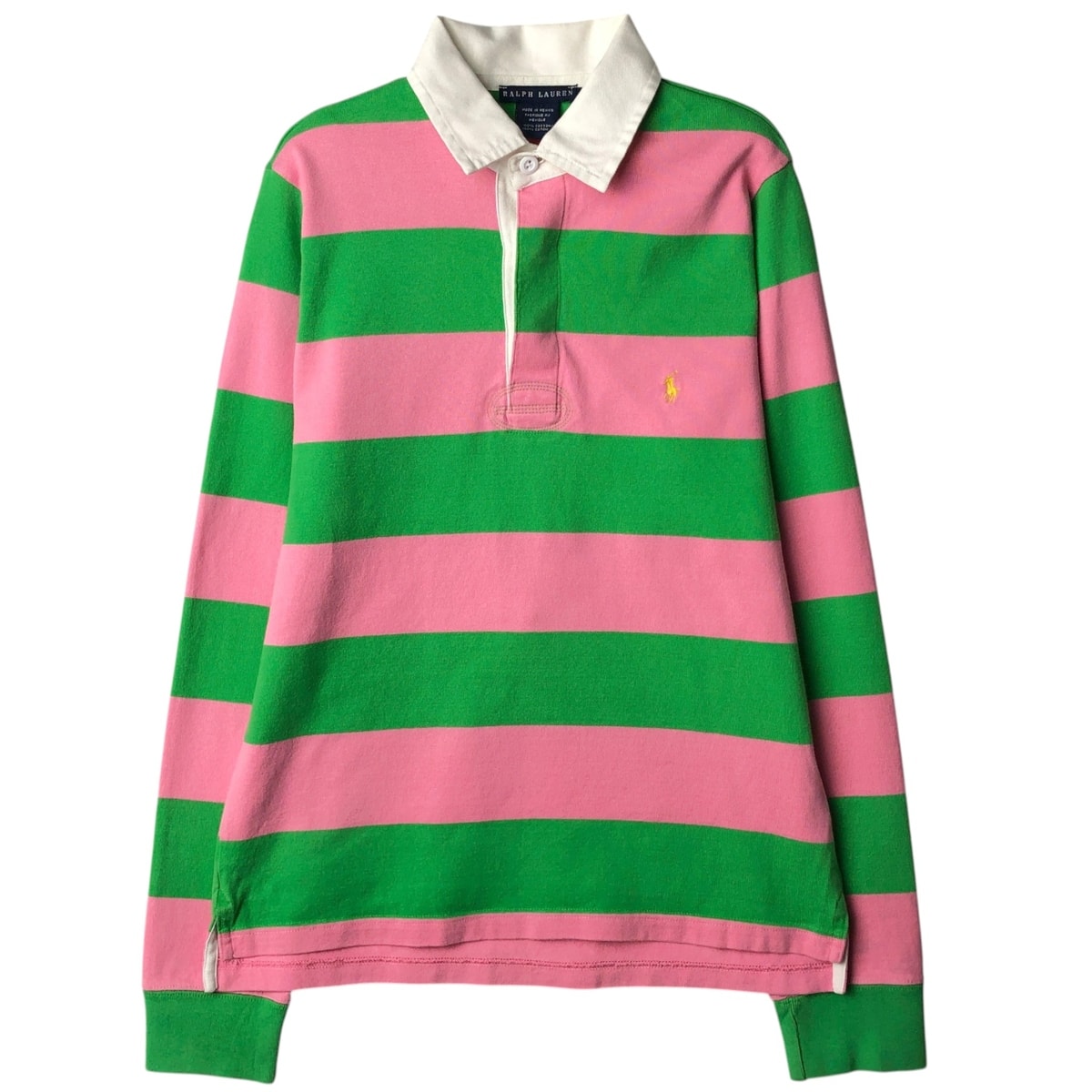 古着 ラルフローレン Ralph Lauren ボーダー柄 長袖 ラガーシャツ レディースM相当/eaa639349