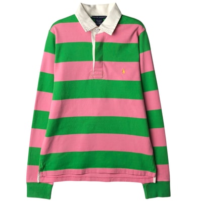 古着 ラルフローレン Ralph Lauren ボーダー柄 長袖 ラガーシャツ レディースM相当/eaa639349