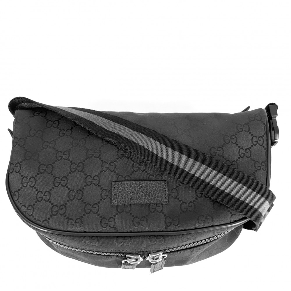 GUCCI グッチ ウエストバッグ ボディバッグ ショルダーバッグ 449182 GGナイロン ブラック 黒 シルバー金具 メンズ 美品【中古品】