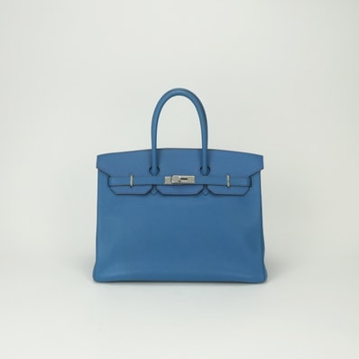 エルメス HERMES バーキン35 ヴェルソ バーキン 35 ヴェルソ バッグ トートバッグ エプソン ミコノス Mykonos ブルー Blue 青 シルバー金具 ハンドバッグ ヴォーエプソン