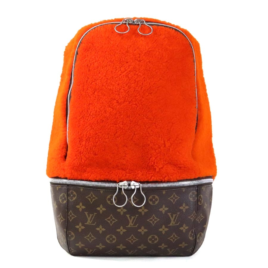 ルイ ヴィトン LOUIS VUITTON リュック バックパック セレブレイティング モノグラム マークニューソン フリースパック モノグラムキャンバス/ボア オレンジ/ブラウン メンズ M40277【中古】 90306k