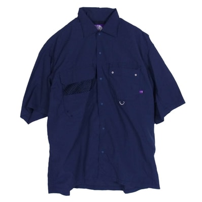 THE NORTH FACE ノースフェイス 半袖シャツ NT3210N PURPLE LABEL パープル レーベル FIELD H/S SHIRT ハーフ スリーブ 半袖 シャツ ネイビー系 S【中古】