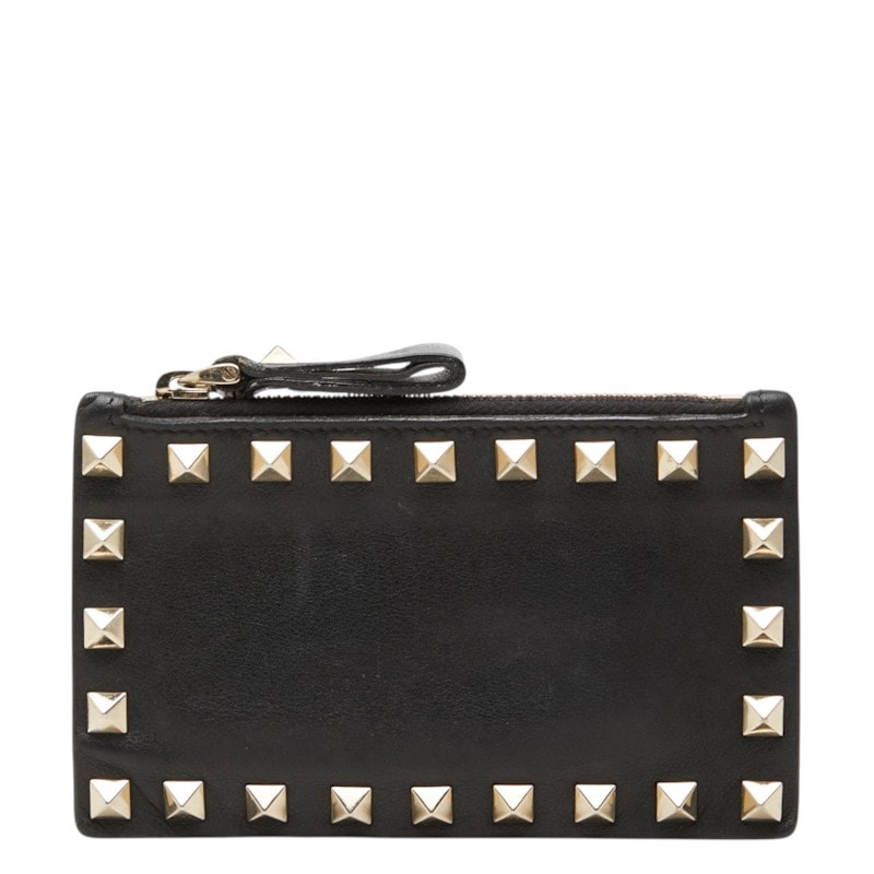 ヴァレンティノ ロックスタッズ コインケース カードケース ブラック レザー メタル レディース VALENTINO 中古