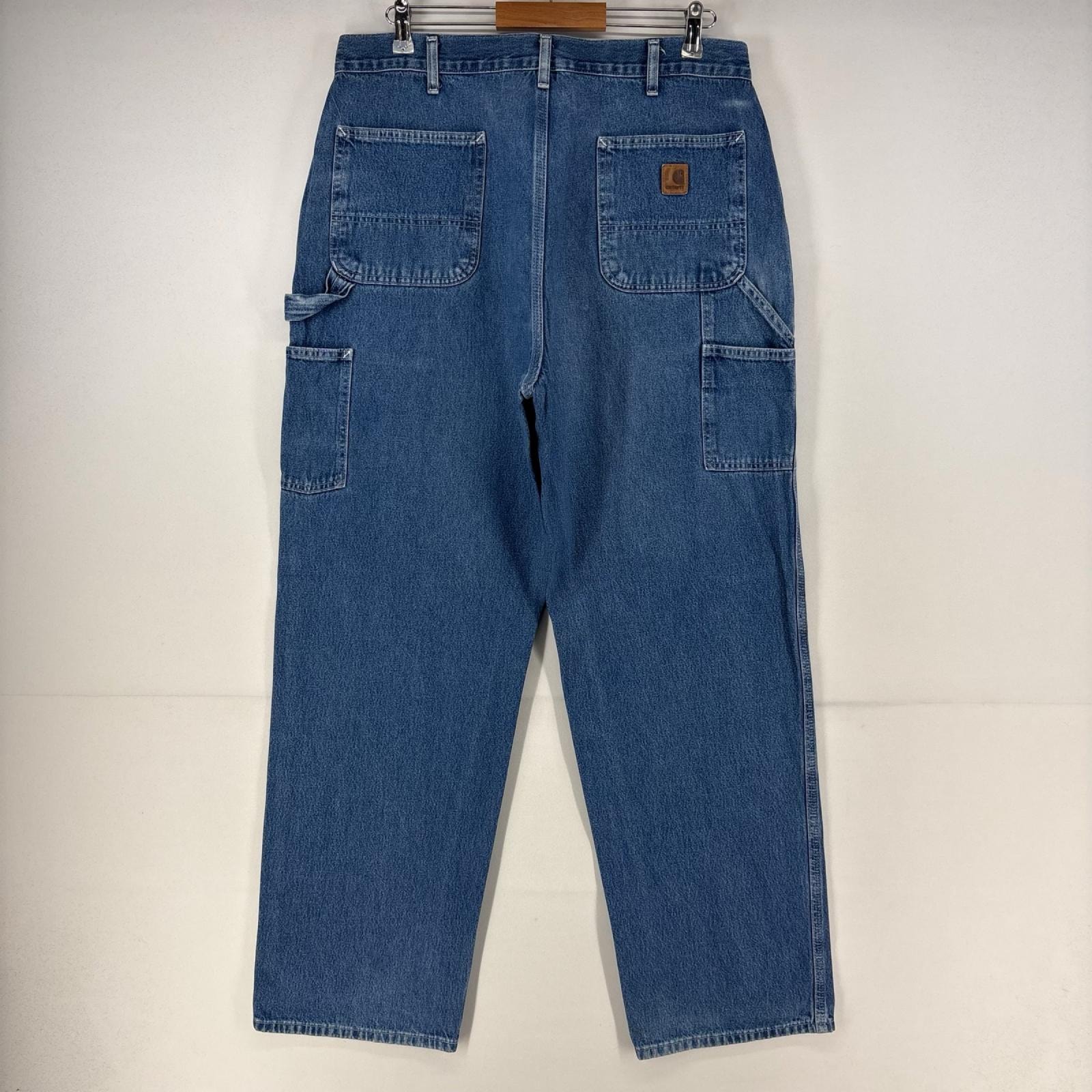 古着 カーハート Carhartt デニム パンツ ペインターパンツ ストレート ジップ 大きいサイズ w38 L34 ブルー メンズ