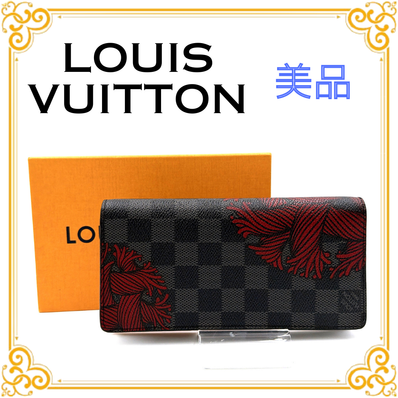 ■美品■ LOUIS VUITTON ルイヴィトン N41676 ポルトフォイユ ブラザ コラボ 長財布 ダミエ ブラック レッド メンズ クリストファー
