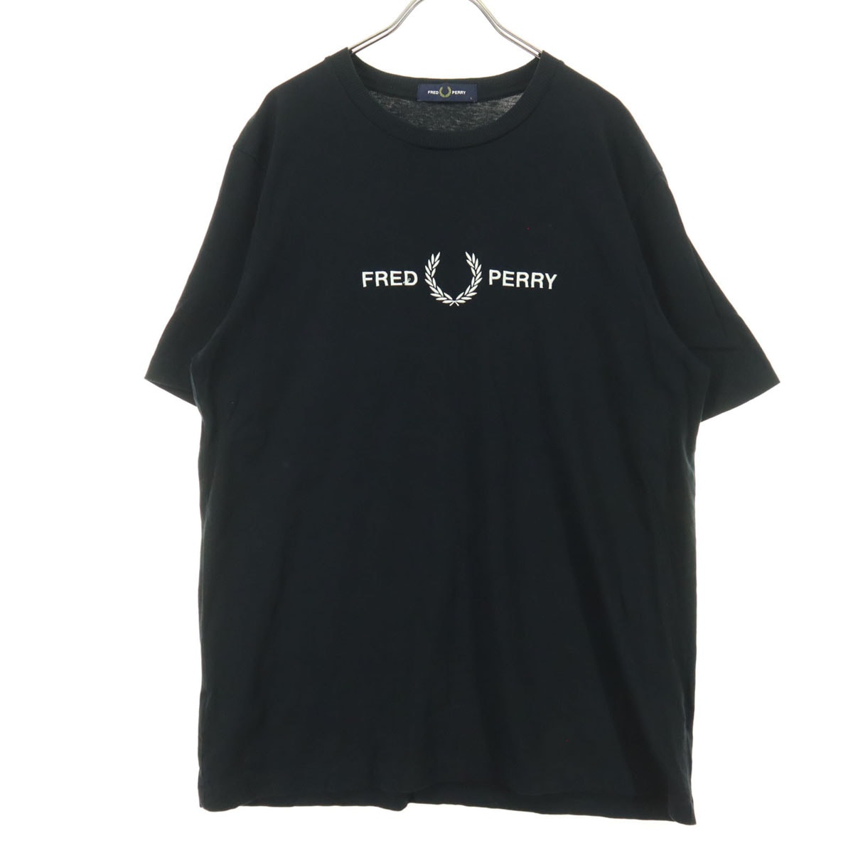 FRED PERRY フレッドペリー ロゴ刺繍 半袖 Tシャツ L ブラック