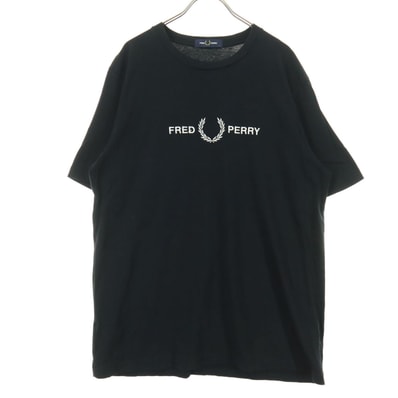 FRED PERRY フレッドペリー ロゴ刺繍 半袖 Tシャツ L ブラック