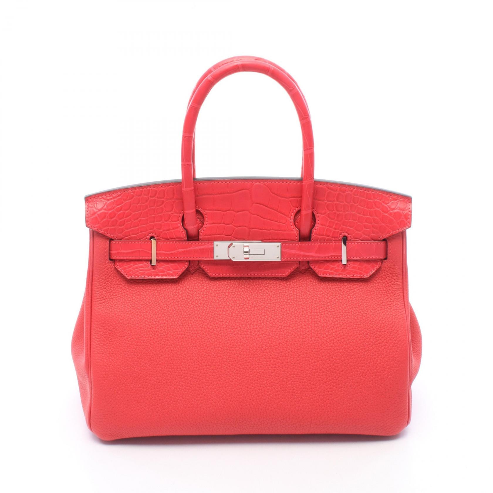 エルメス HERMES バーキン30 タッチ フランボワーズ ハンドバッグ バッグ トゴ / アリゲーターマット トゴ ピンク Z刻印(2021年製造) レディース ピンク系 【中古】