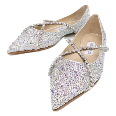 ジミーチュウ 【新品同様】GEBEVI FLAT グリッター フラットシューズ 36
