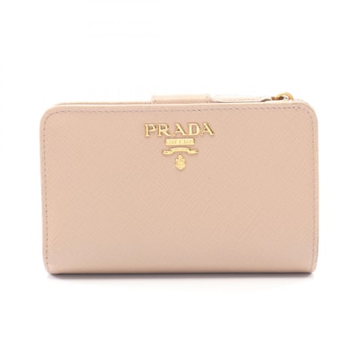 プラダ PRADA SAFFIANO METAL 二つ折り財布 財布 サフィアーノレザー レディース ベージュ系 1ML225 【中古】