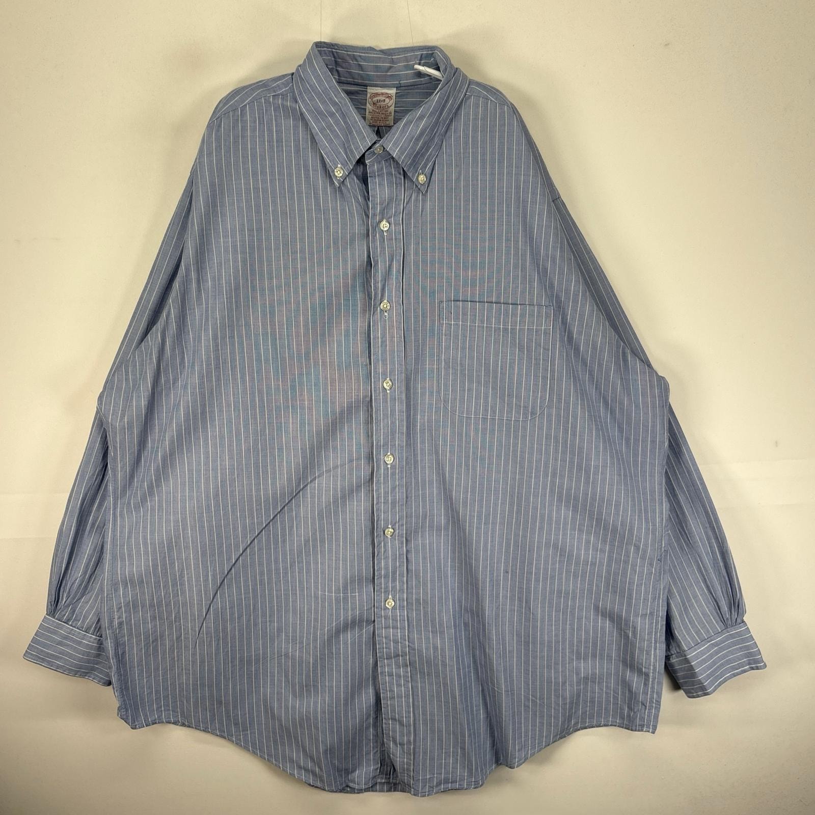古着 ブルックスブラザーズ Brooks Brothers USA製 長袖シャツ 胸ポケ BD Makers USA製 XL  ブルー系 ストライプ メンズ