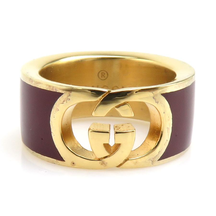 グッチ GUCCI リング・指輪 インターロッキングG メタル ボルドー/ゴールド レディース 13号【中古】 h32276a
