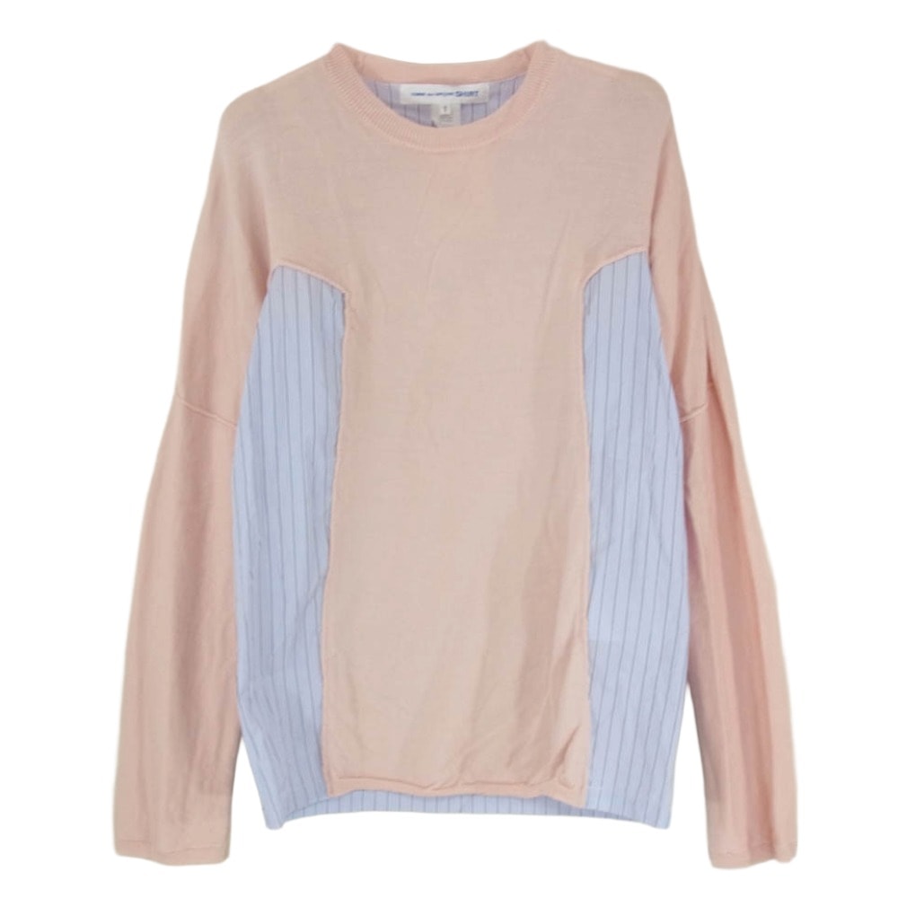 COMME des GARCONS コムデギャルソン 長袖シャツ S28504 シャツドッキング クルーネック ニット ピンク系 S【中古】