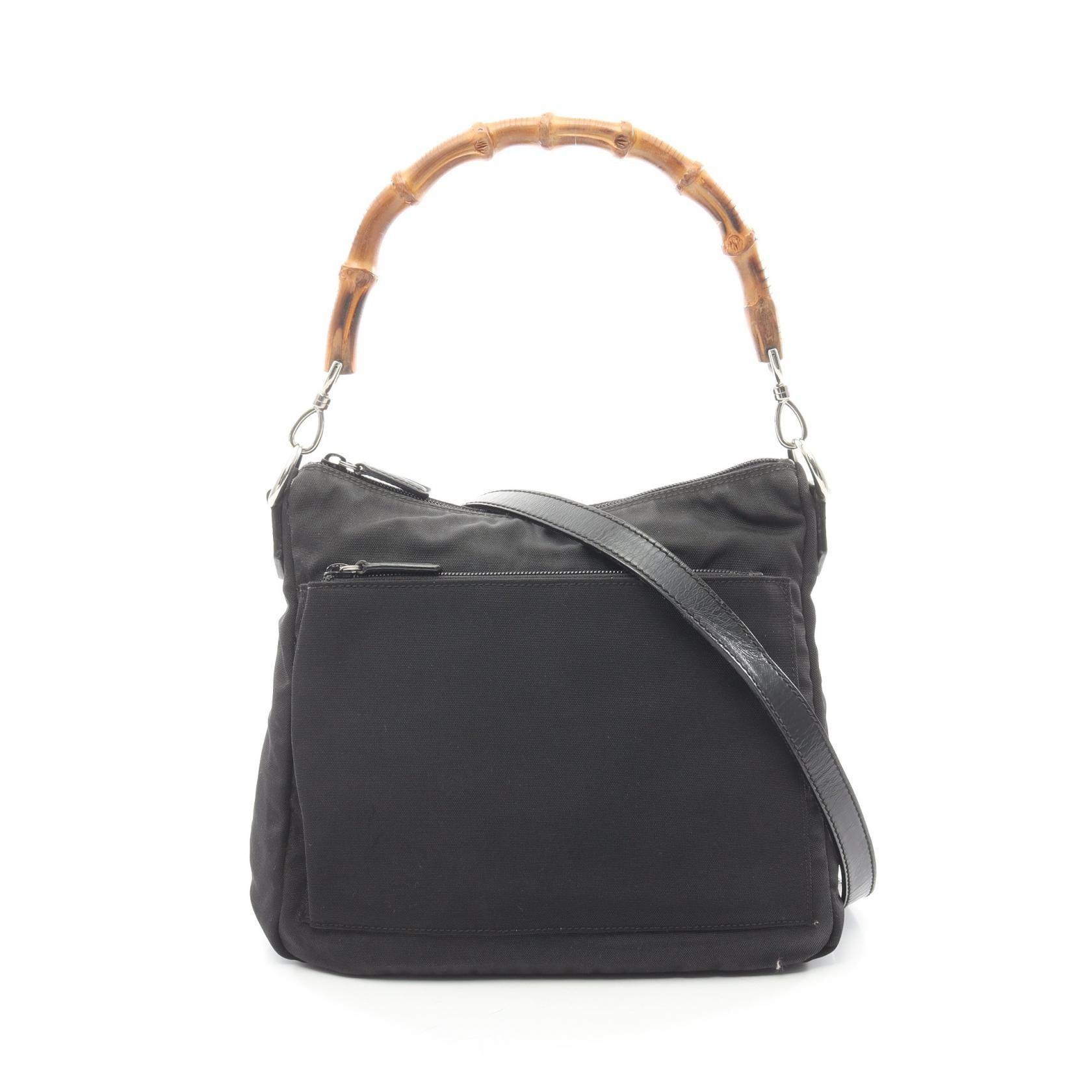 グッチ GUCCI バンブー ショルダーバッグ バッグ キャンバス レザー レディース ブラック系 000・8509 【中古】