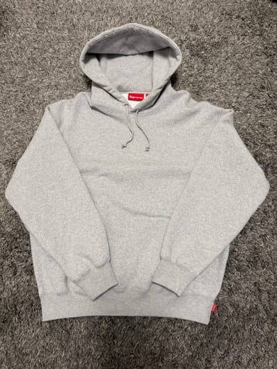 Supreme Satin Applique Hooded Sweatshirt "Heather Grey" (24FW)