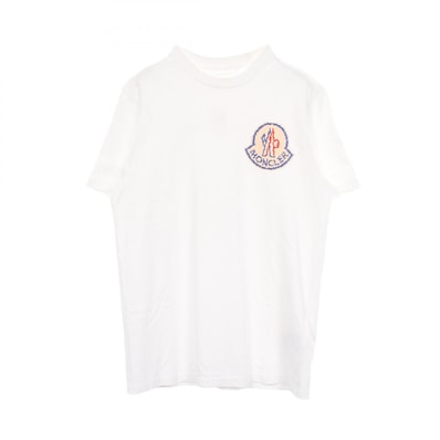 モンクレール MONCLER ピクセルロゴ カットソー 衣料品 トップス コットン メンズ レディース ホワイト系 【中古】