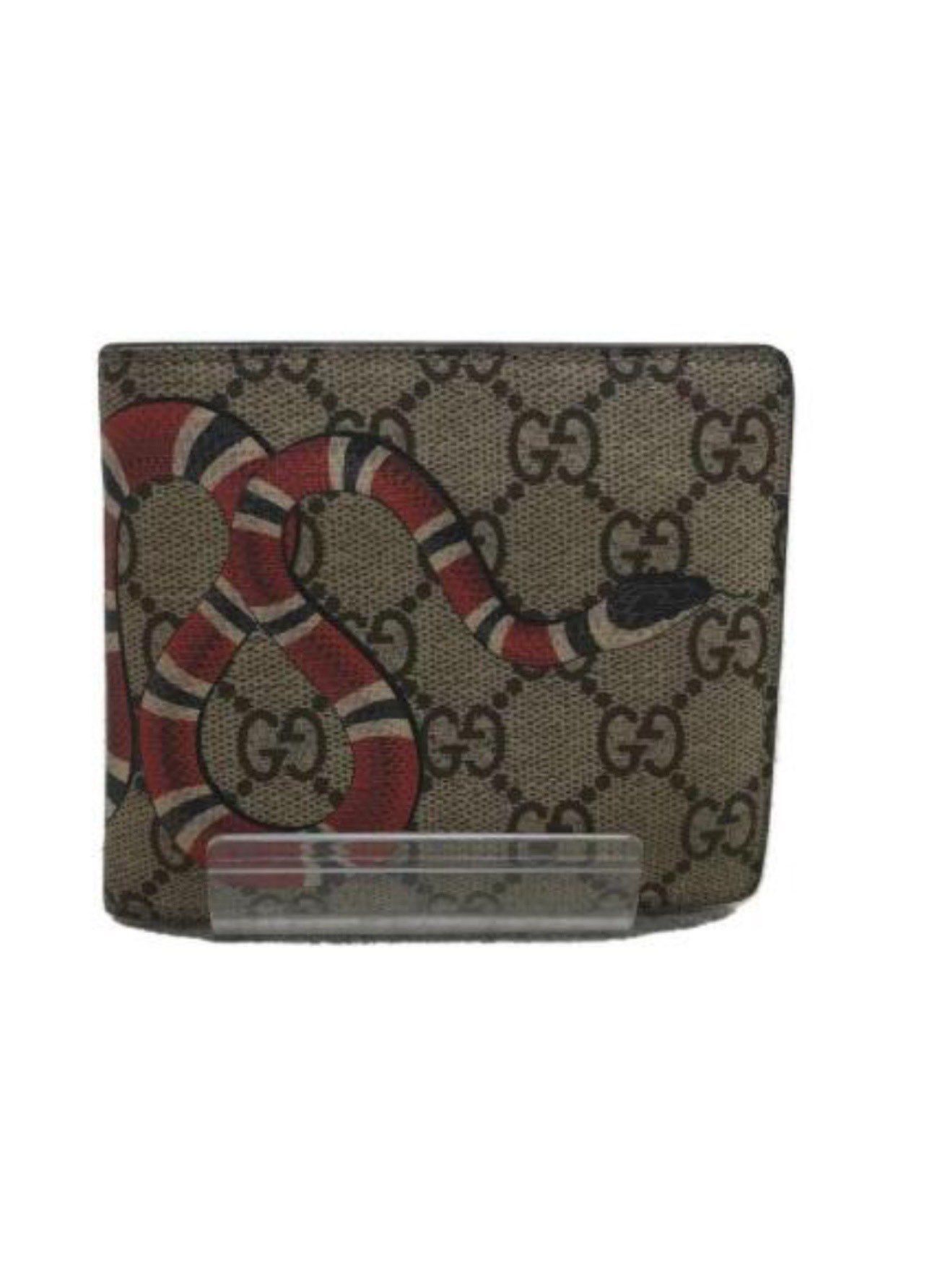 GUCCI Kingsnake Print GG Supreme Coin Wallet "Beige/Ebony"