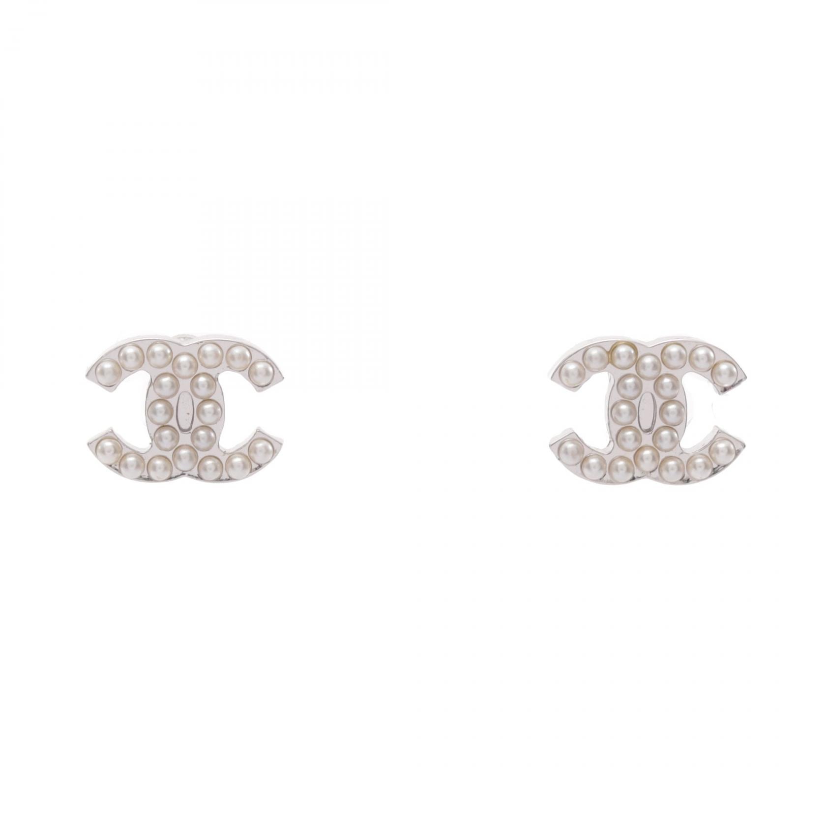 シャネル CHANEL 05V ココマーク ピアス ジュエリー メタル / フェイクパール レディース シルバー系 / ホワイト系 【中古】