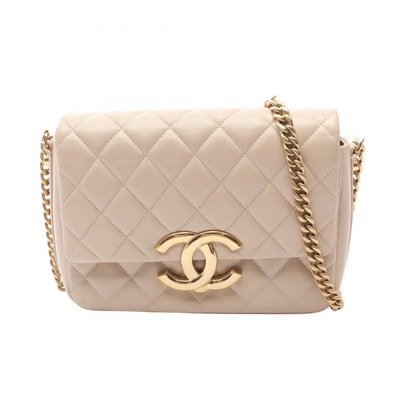 シャネル CHANEL マトラッセ ショルダーバッグ バッグ レザー レディース ベージュ系 AS3855 【中古】
