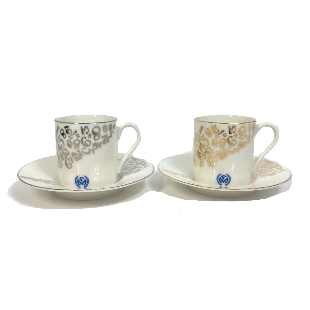 フランクミュラー FRANCK MULLER デミタスカップ&ソーサー 食器 2客セット ティーカップ 陶器 ホワイト 未使用