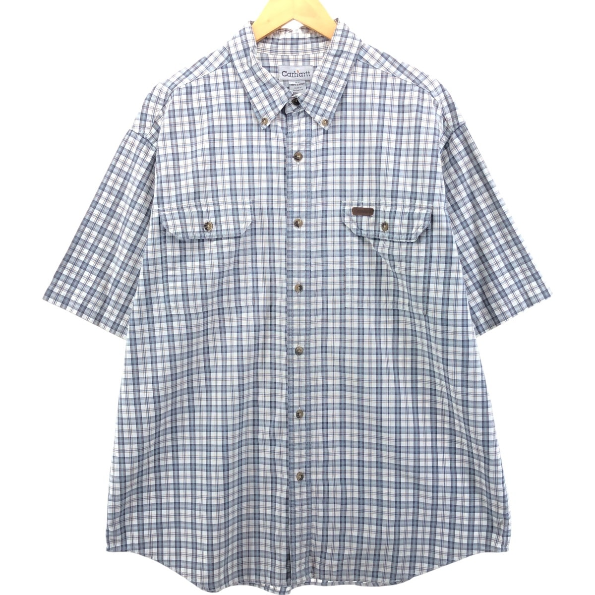 古着 カーハート Carhartt チェック柄 ボタンダウン 半袖 ワークシャツ メンズXL相当/eaa551159