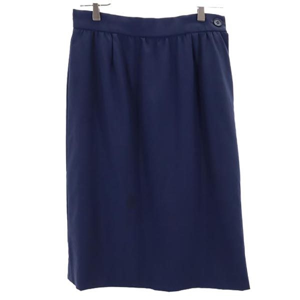YVES SAINT LAURENT イヴサンローラン ウール ミディ丈 タイトスカート M ネイビー