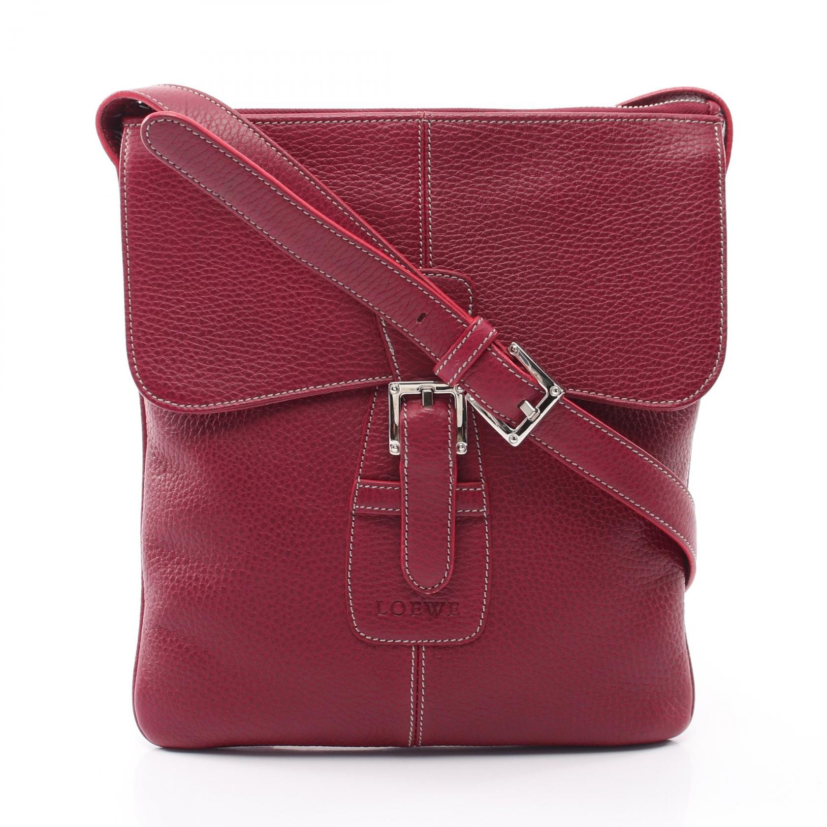 ロエベ LOEWE センダ ショルダーバッグ バッグ レザー レディース ボルドー系 【中古】