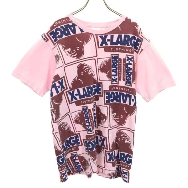XLARGE エクストララージ 総柄 半袖 Tシャツ M ピンク系