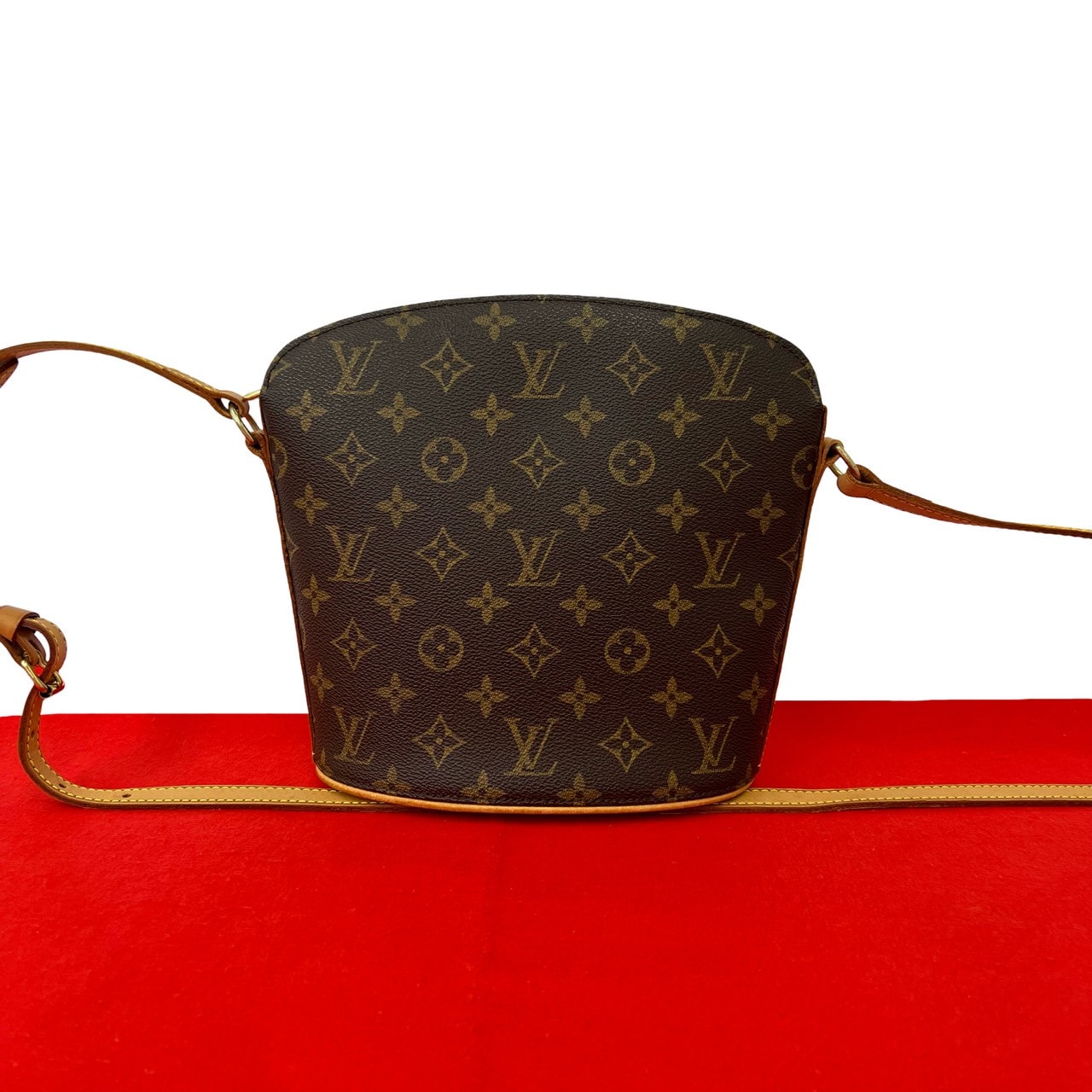 LOUIS VUITTON ルイヴィトン ドルーオ モノグラム PVC レザー ショルダーバッグ ブラウン
 32174