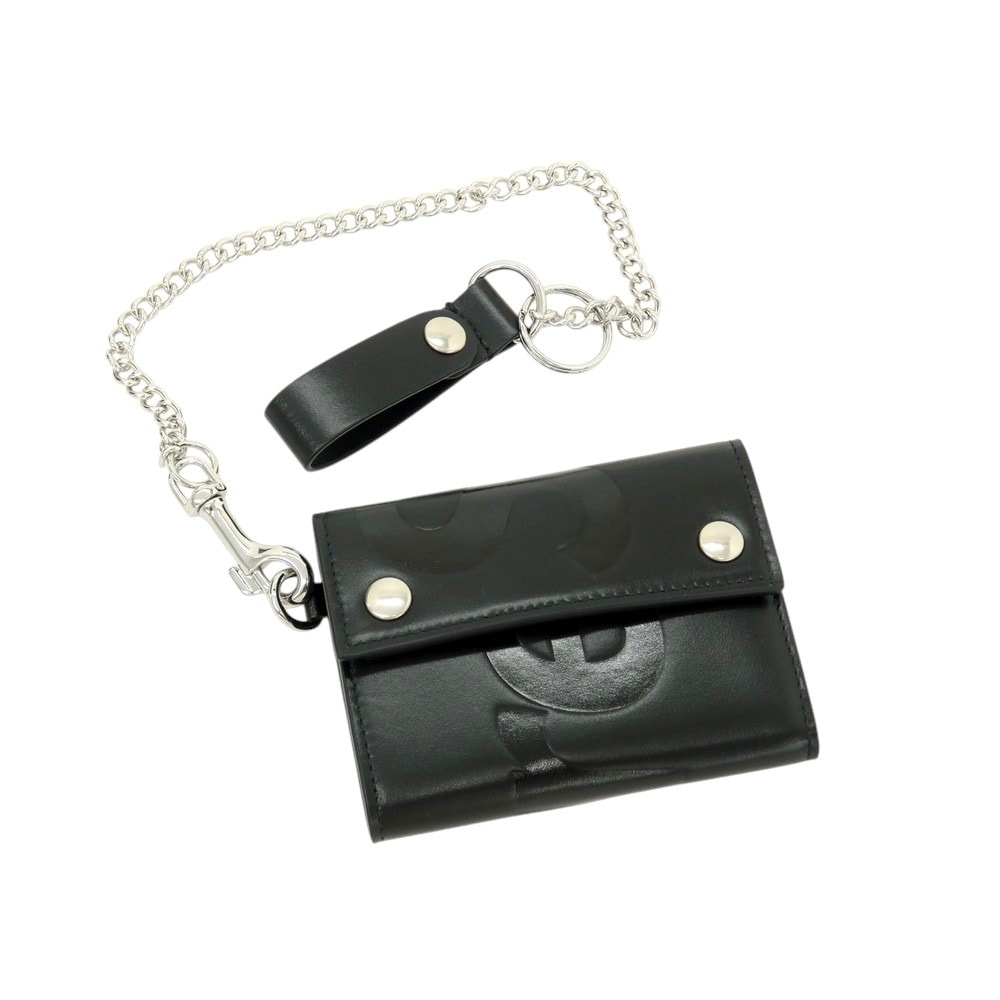 【中古】シュプリーム Supreme 2025年秋冬 Leather Chain Wallet カーフレザー チェーン付き 三つ折り財布 ブラック【メンズ】