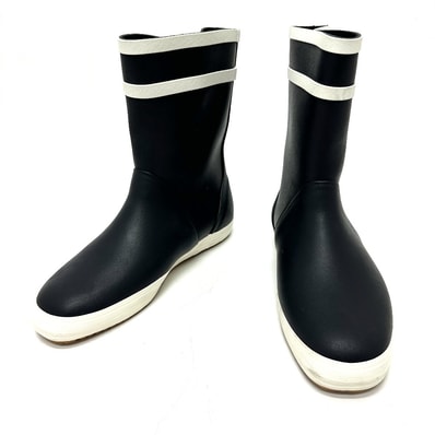 セリーヌ CELINE エディ期 ロゴ バイカラー レインブーツ ブーツ ラバー ブラック