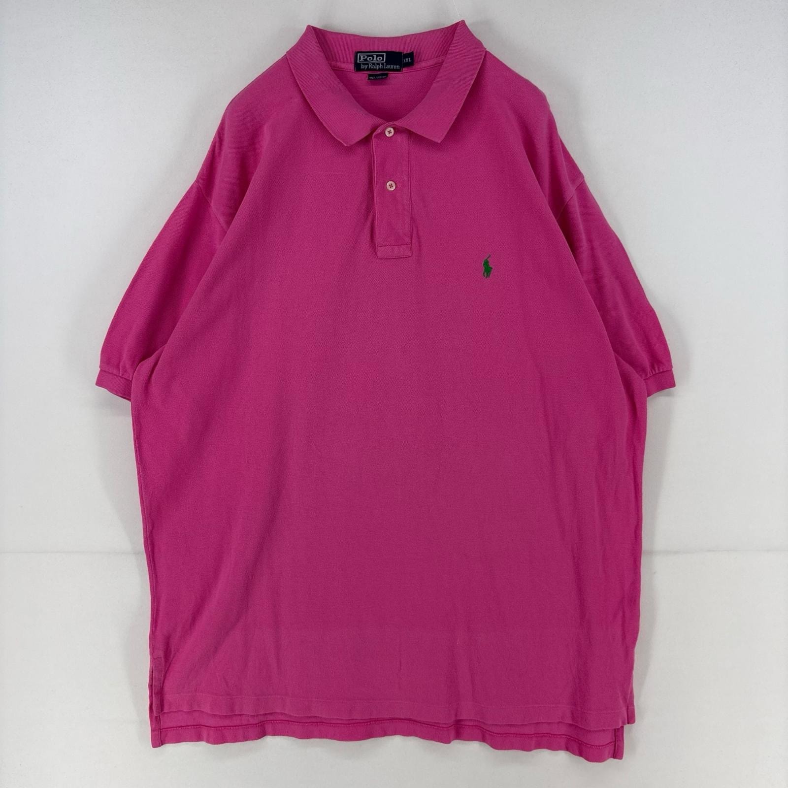 古着 ポロバイラルフローレン Polo by Ralph Lauren 半袖シャツ ワンポイント ポロシャツ ロゴ 刺繍 大きいサイズ 2XL  ピンク メンズ