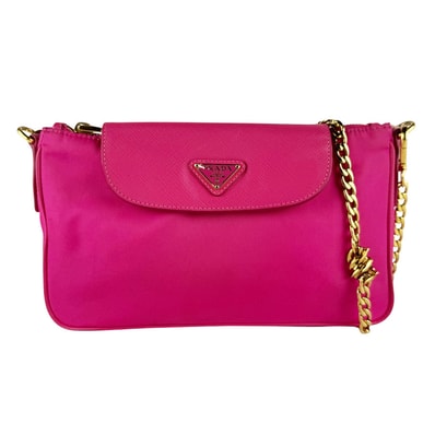 プラダ PRADA ショルダーバッグ ナイロン/レザー マゼンタ レディース【中古】 z10575