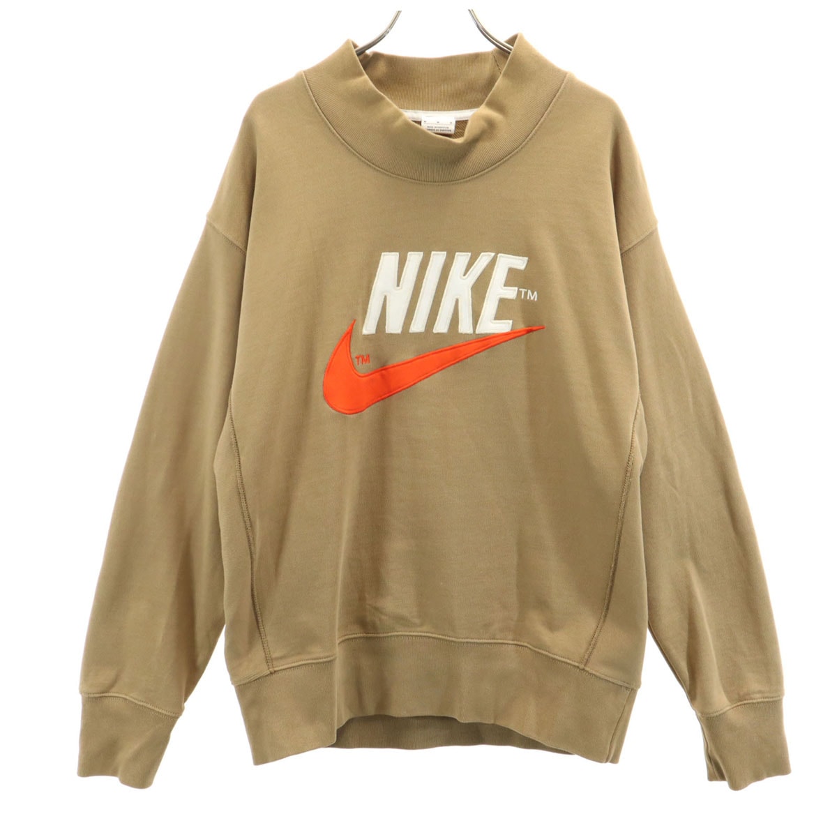 NIKE ナイキ 長袖 ハイネック スウェット トレーナー M ベージュ系