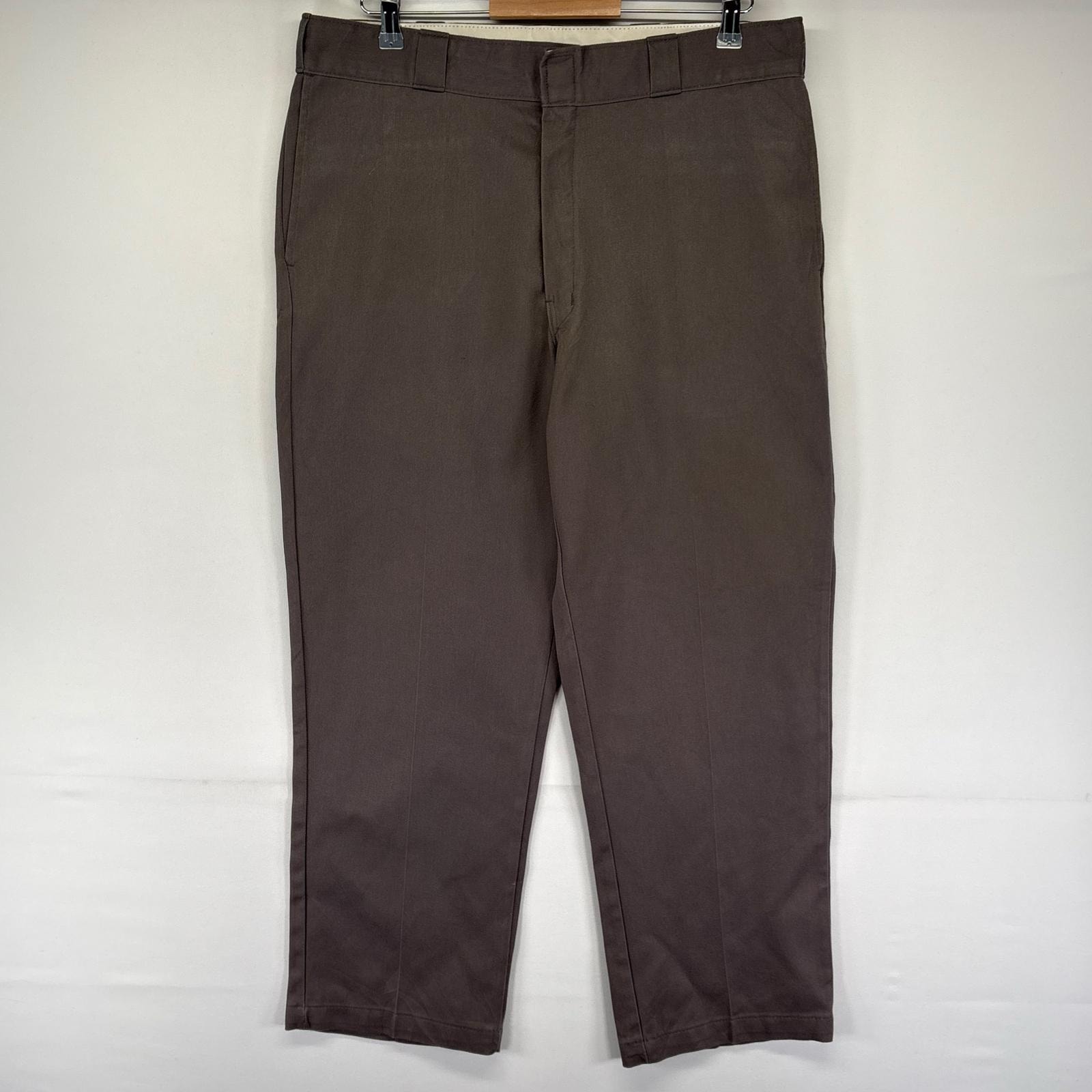 古着 ディッキーズ Dickies パンツ ワークパンツ ストレート ワンポイントロゴ ジッパーフライ チノパン 874 W38 L30  グレー系 メンズ