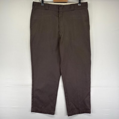 古着 ディッキーズ Dickies パンツ ワークパンツ ストレート ワンポイントロゴ ジッパーフライ チノパン 874 W38 L30 グレー系 メンズ