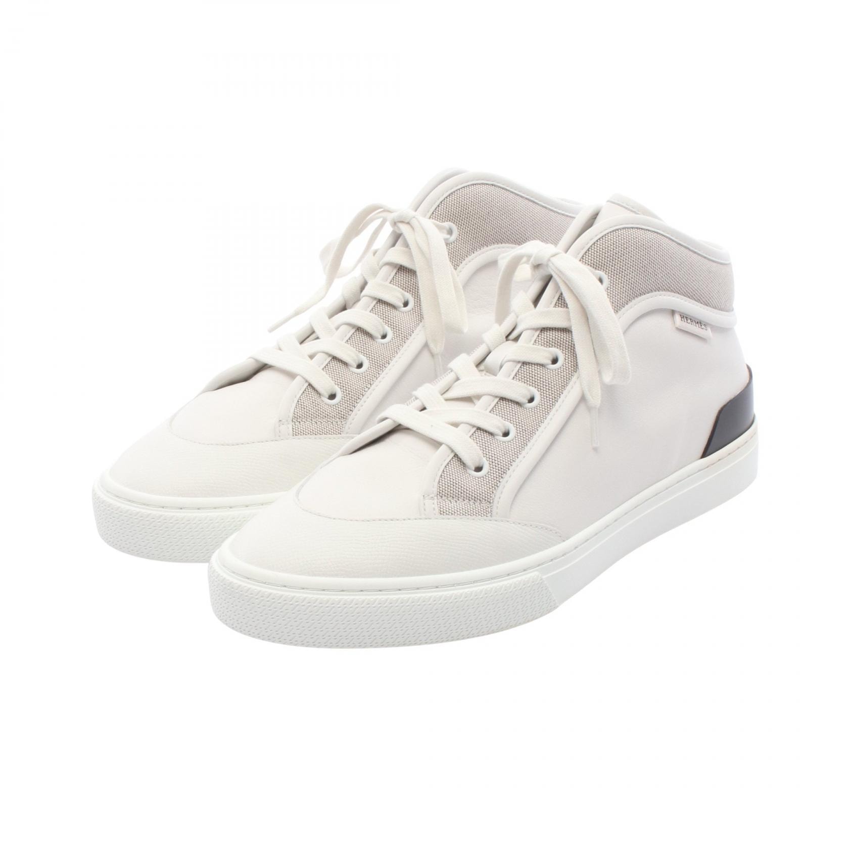 エルメス HERMES エンジョイ スニーカー 靴 レザー キャンバス ホワイト メンズ ホワイト系 / ベージュ系 【中古】