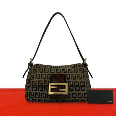 FENDI フェンディ ズッキーノ FF 柄 キャンバス レザー ショルダーバッグ ブラウン
38787