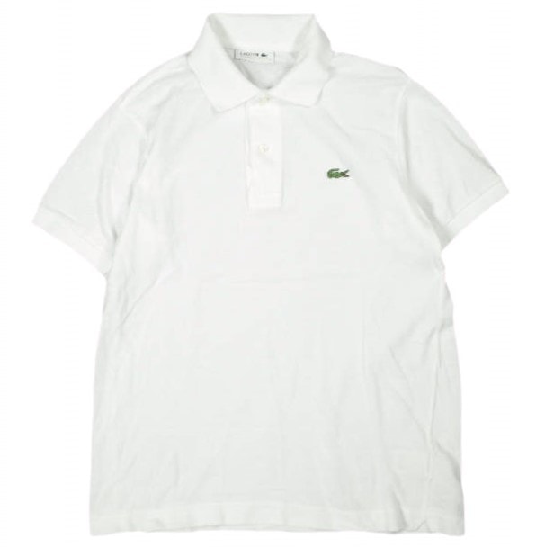 LACOSTE ラコステ 日本製 クラシックフィット ロゴ刺繍 鹿の子ポロシャツ L1212A 2 WHITE 半袖 トップス g26976