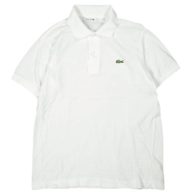 LACOSTE ラコステ 日本製 クラシックフィット ロゴ刺繍 鹿の子ポロシャツ L1212A 2 WHITE 半袖 トップス g26976