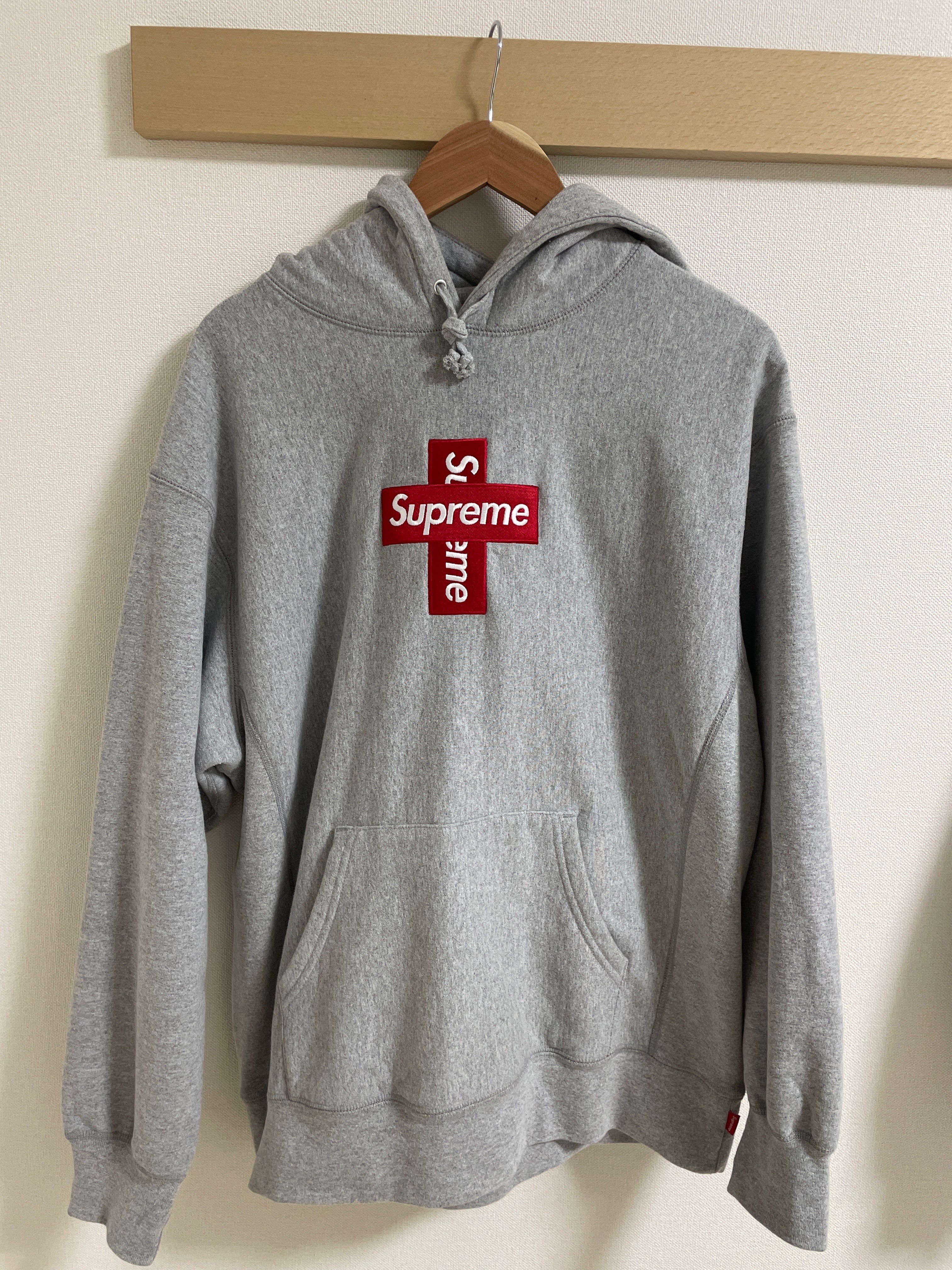 Supreme Cross Box Logo Hooded Sweatshirt "Grey"