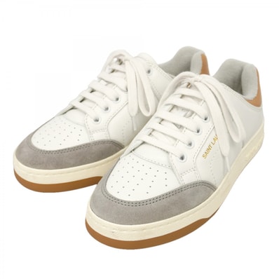 【6ape028】サンローラン スニーカー 36 SL/61 レザー ホワイト グレー【中古】レディース