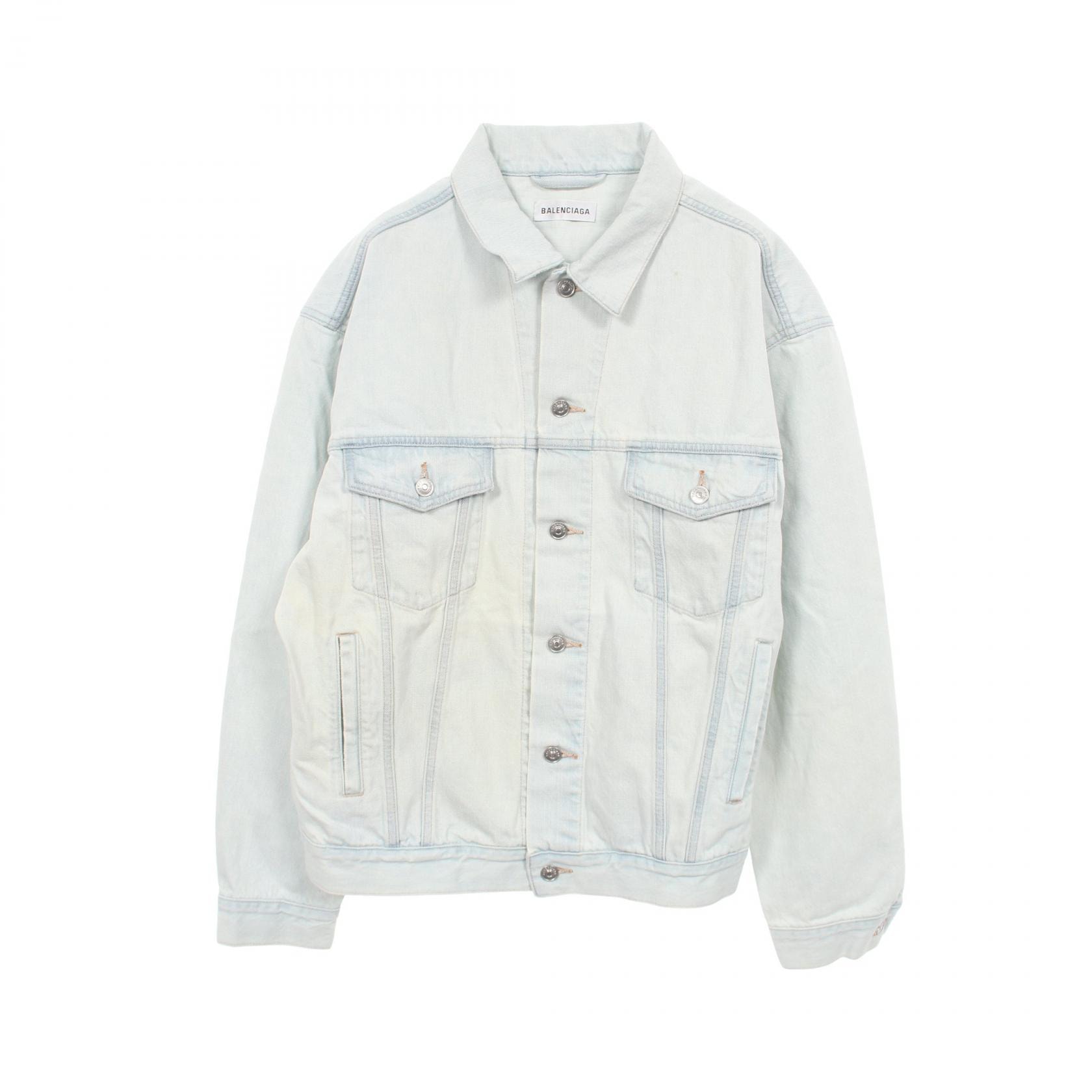 バレンシアガ BALENCIAGA バックロゴ デニムジャケット 衣料品 アウター コットン レディース ブルー系 519953 【中古】