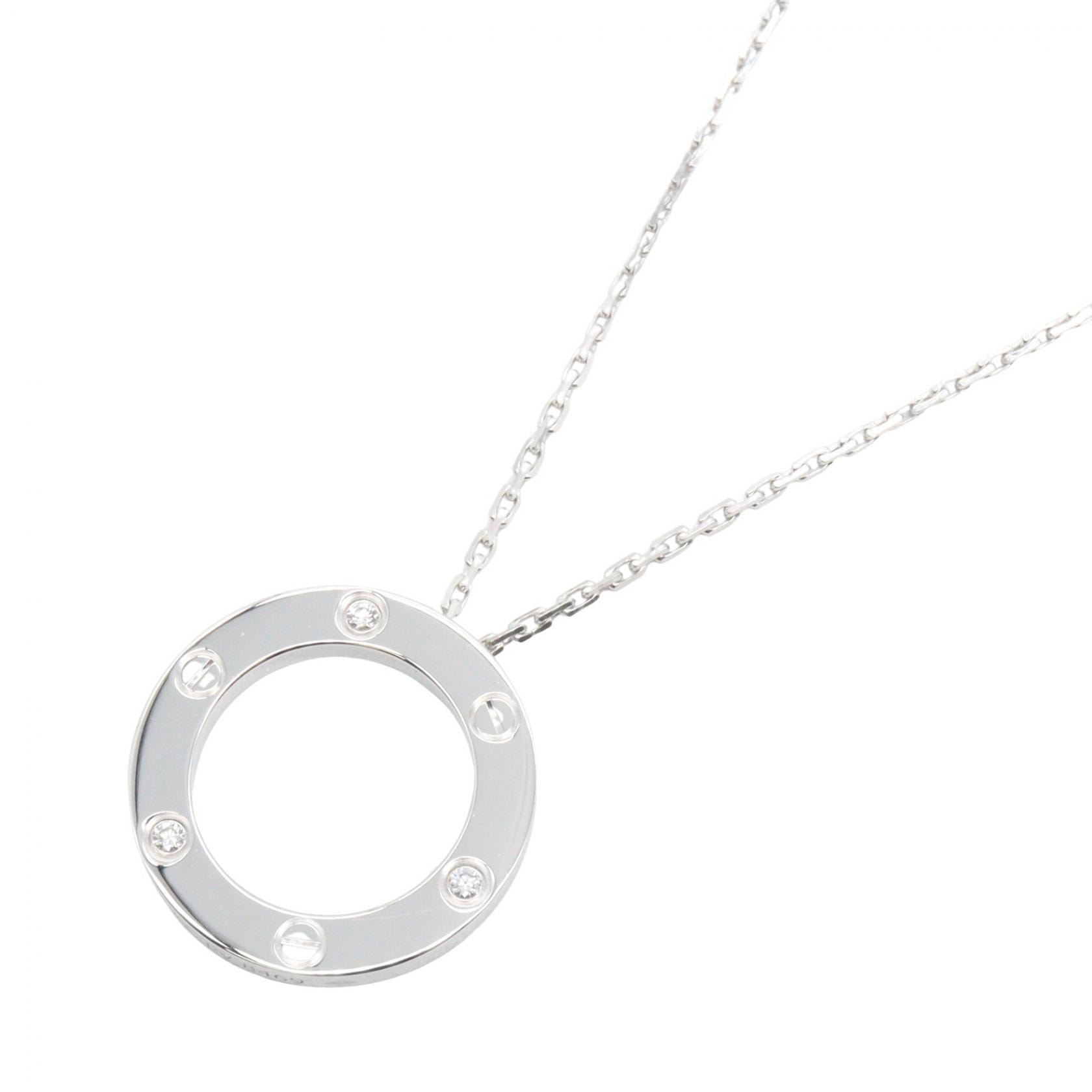 カルティエ CARTIER ラブサークル 3PD ネックレス ネックレス ジュエリー K18WG(ホワイトゴールド) ダイヤモンド レディース シルバー系 / クリア系 【中古】