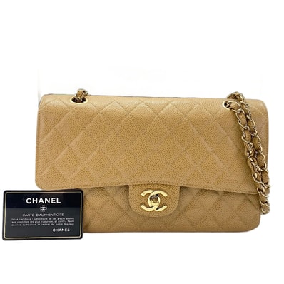 シャネル CHANEL キャビアスキン マトラッセ 25 ダブルフラップ ショルダーバッグ【中古】