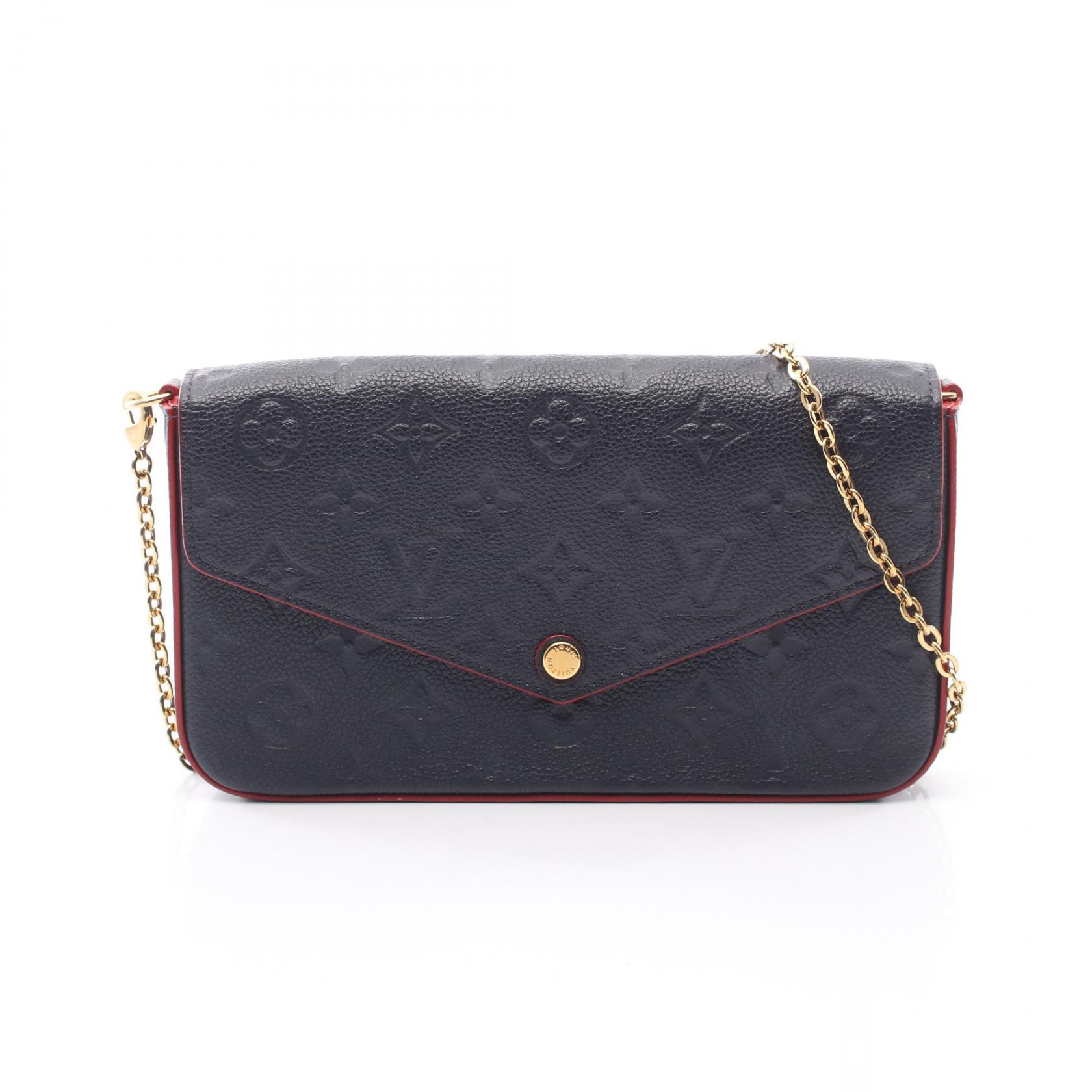 ルイ・ヴィトン LOUIS VUITTON ポシェット フェリシー ショルダーバッグ バッグ レザー モノグラム・アンプラント マリーヌルージュ レディース ネイビー系 / レッド系 M64099 【中古】
