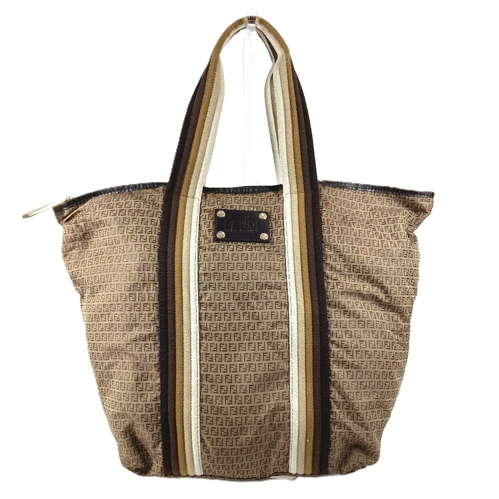 フェンディ FENDI ロゴ ズッキーノ 7VA240 ポーチ付き カバン トートバッグ 肩掛け ハンドバッグ ショルダーバッグ ナイロン ベージュ