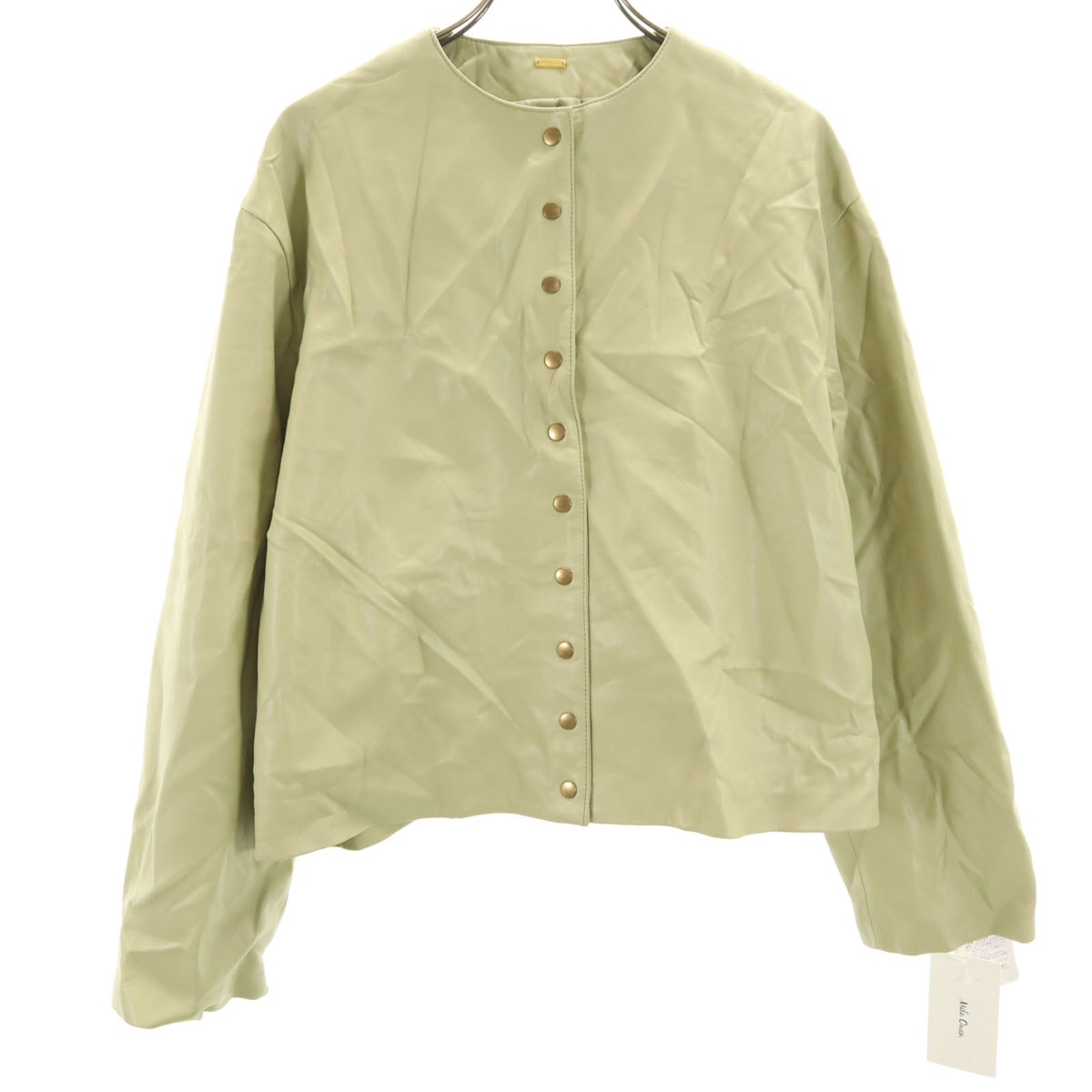 未使用 Mila Owen ミラオーウェン フェイクレザー ノーカラージャケット 1 ベージュ